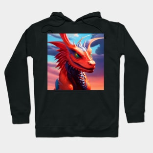 Grinning Young Red Dragon Hoodie